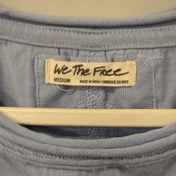 Free People Blossom Tee in Light Blue size Medium Oversized Puff Sleeve Cotton - Picture 4 of 8